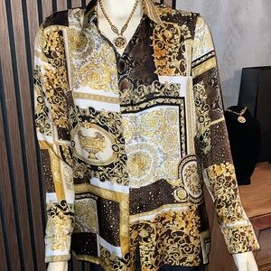 •NWT Versace Barocco patchwork Silk blouse